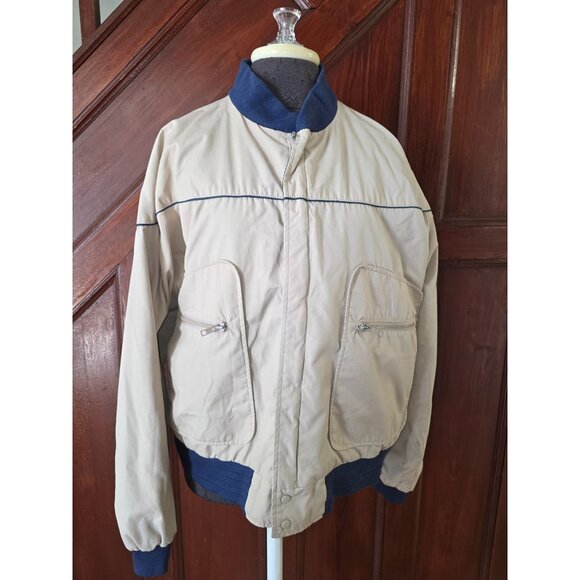 Van Heusen Reversible Bomber Jacket XL Beige & Navy - Picture 1 of 7